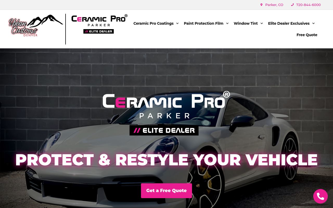 Homepage of Urban Customs Parker's website