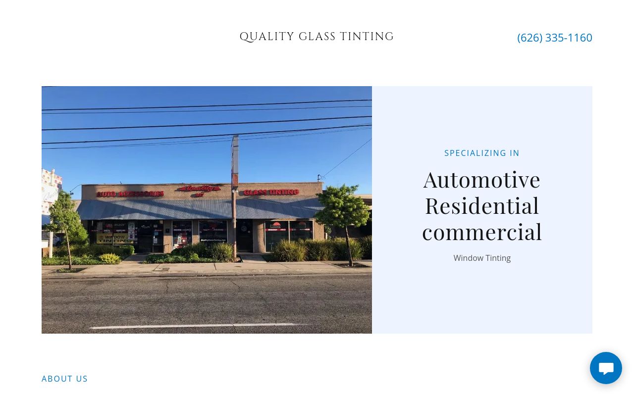 Homepage of QUALITY GLASS TINTING's website
