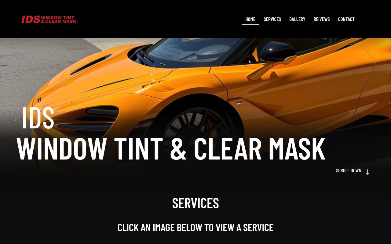 Homepage of IDS Window Tint & Clear Mask's website