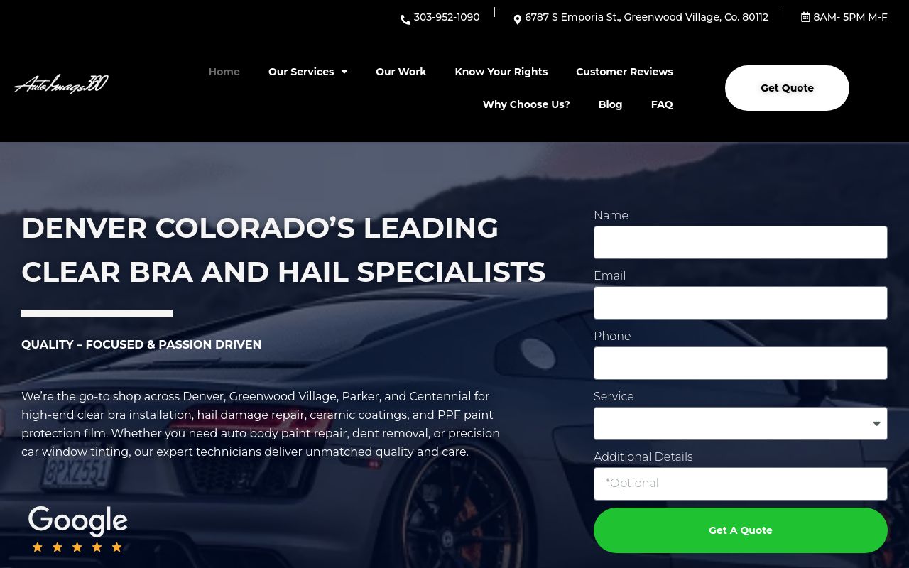 Homepage of Auto Image 360 - Auto Body Shop- Clear Bra PPF - Hail & Dent Repair - Tint- Ceramic Coating- Vinyl Wraps's website