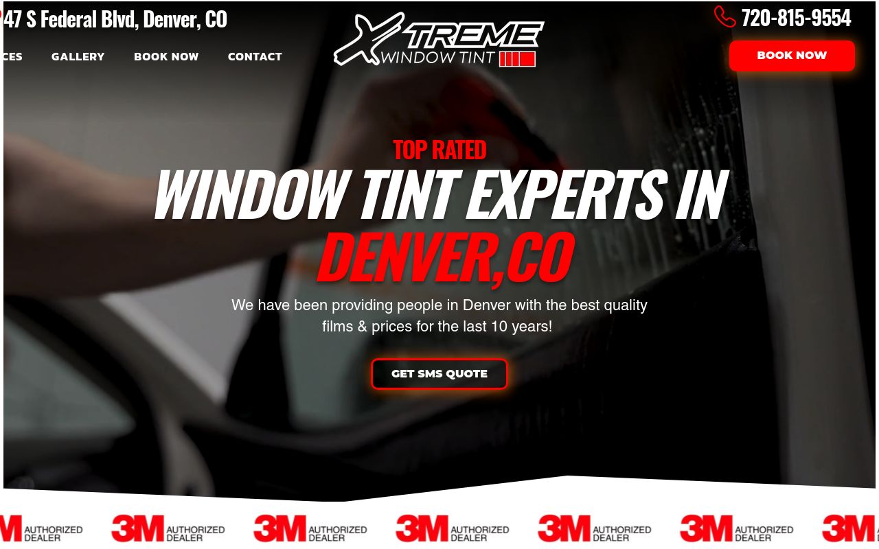 Homepage of Xtreme Tint's website