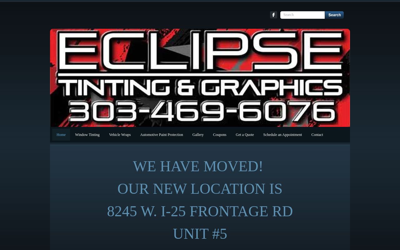 Homepage of Eclipse Tinting & Graphics's website