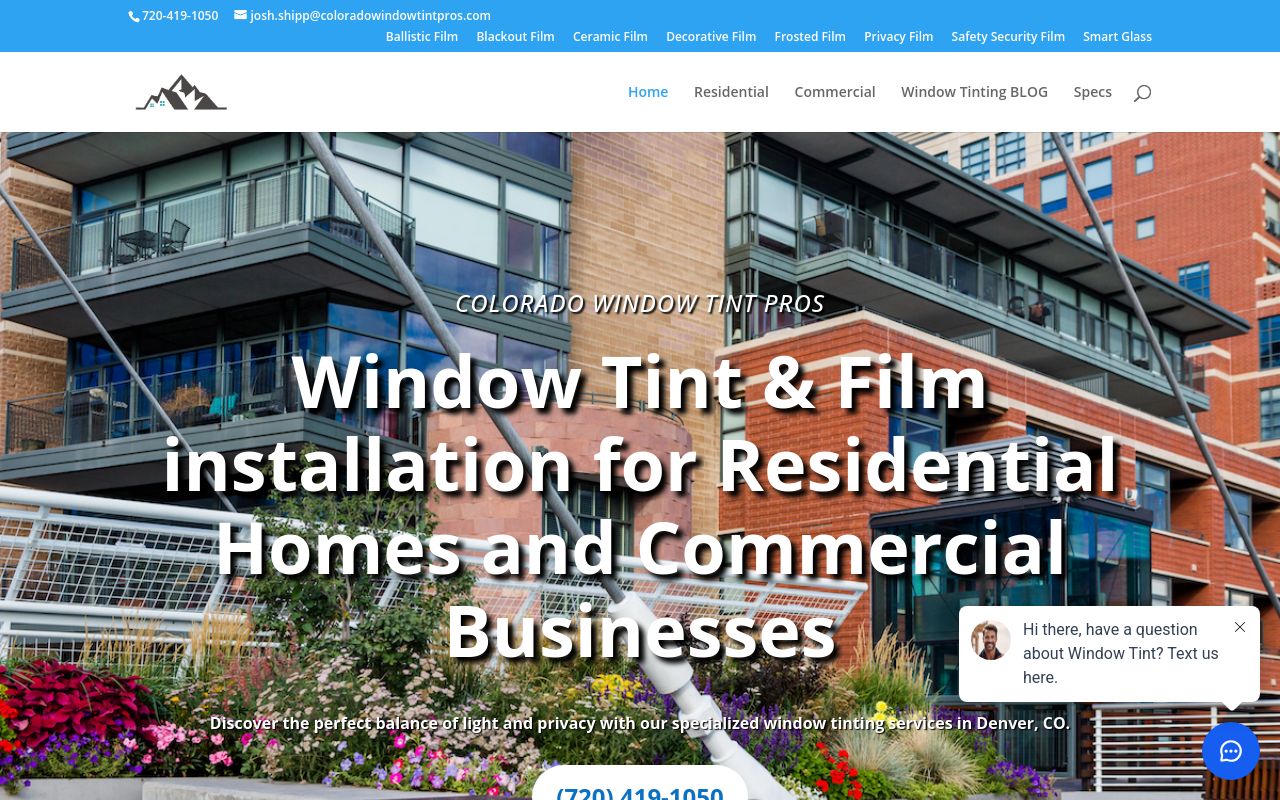 Homepage of Colorado Window Tint Pros's website