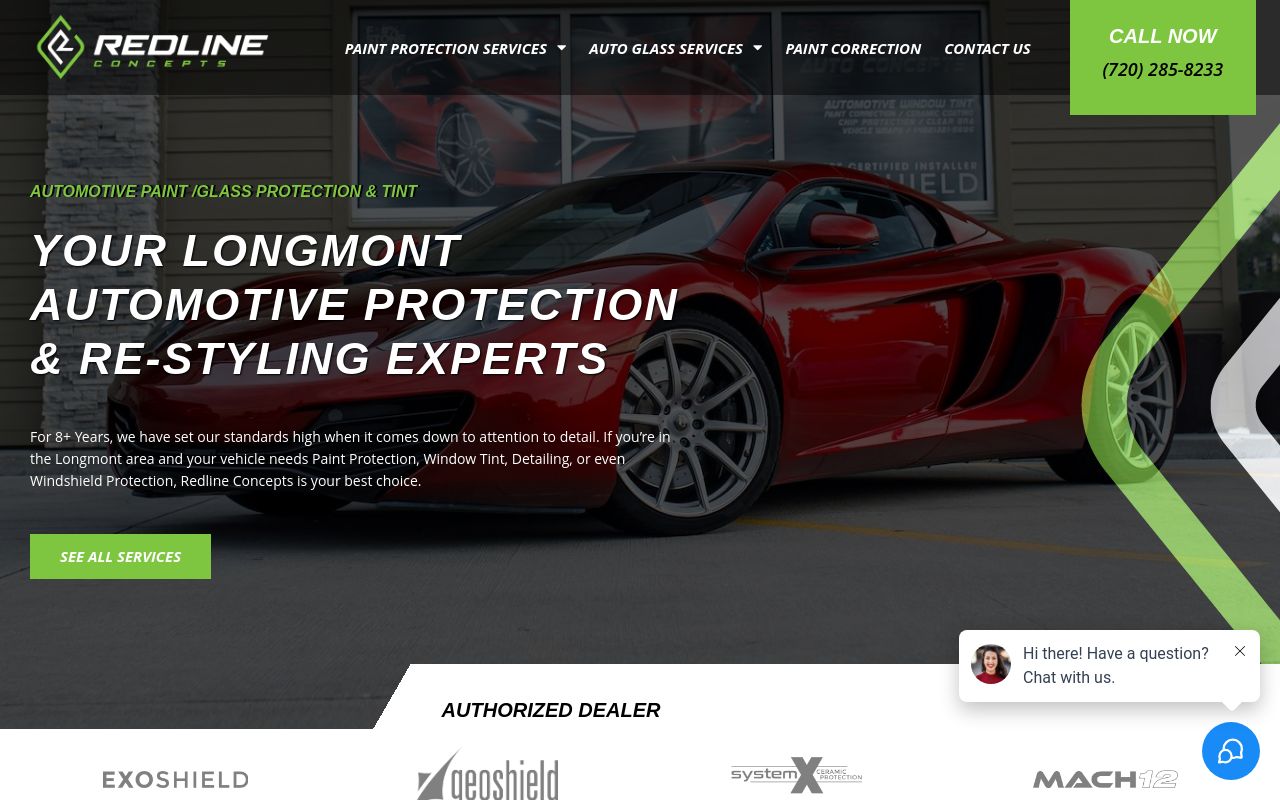Homepage of Redline Concepts LLC's website