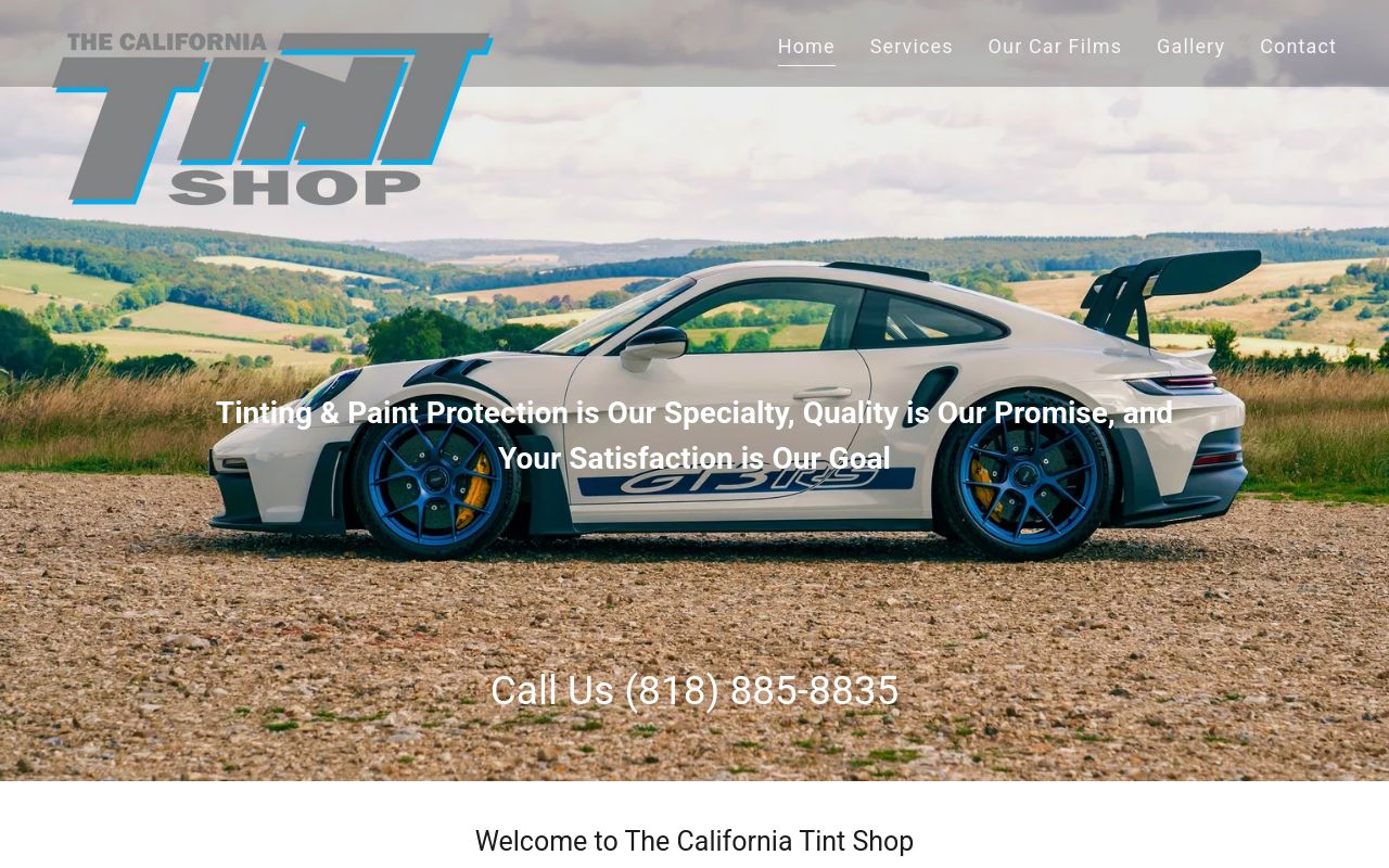 Homepage of The California Tint Shop's website