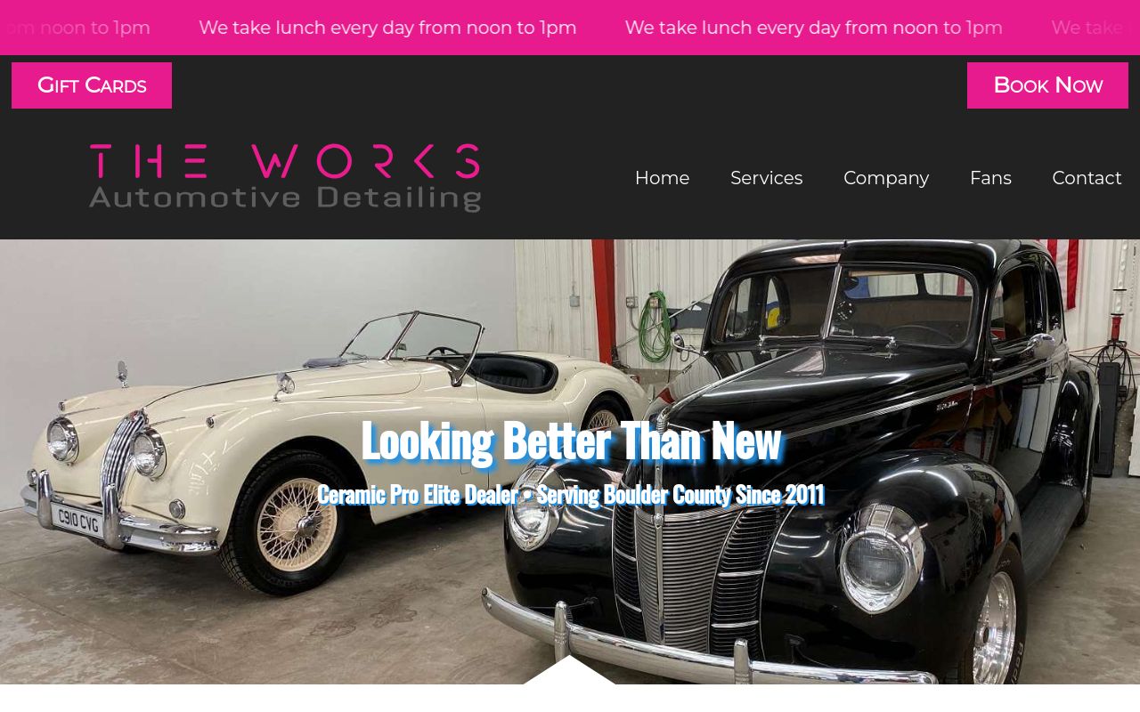 Homepage of The Works Automotive Detail's website