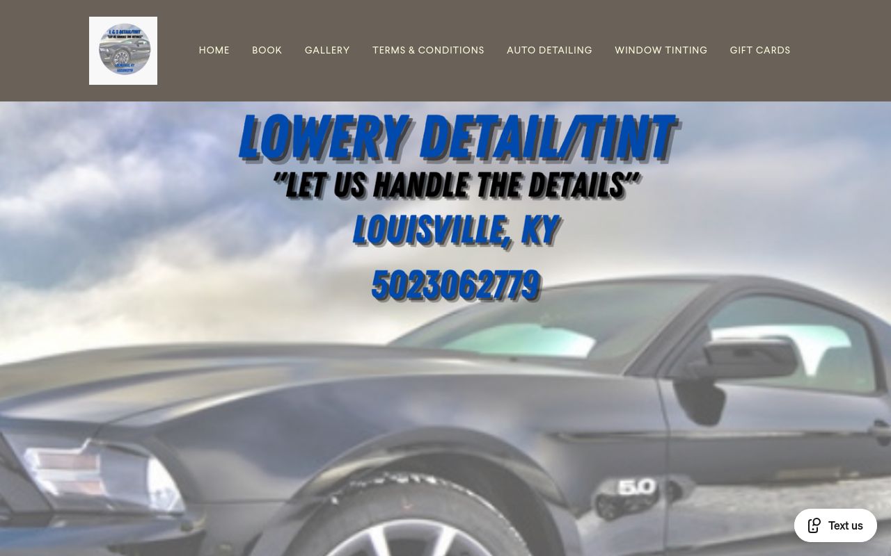 Homepage of Lowery Detail & Tint LLC's website