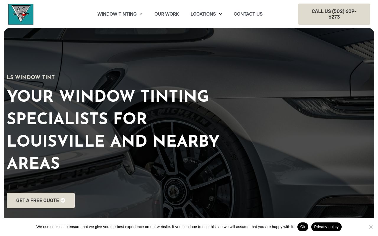 Homepage of LS Window Tint's website