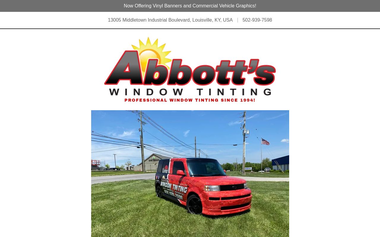 Homepage of Abbott's Window Tinting's website