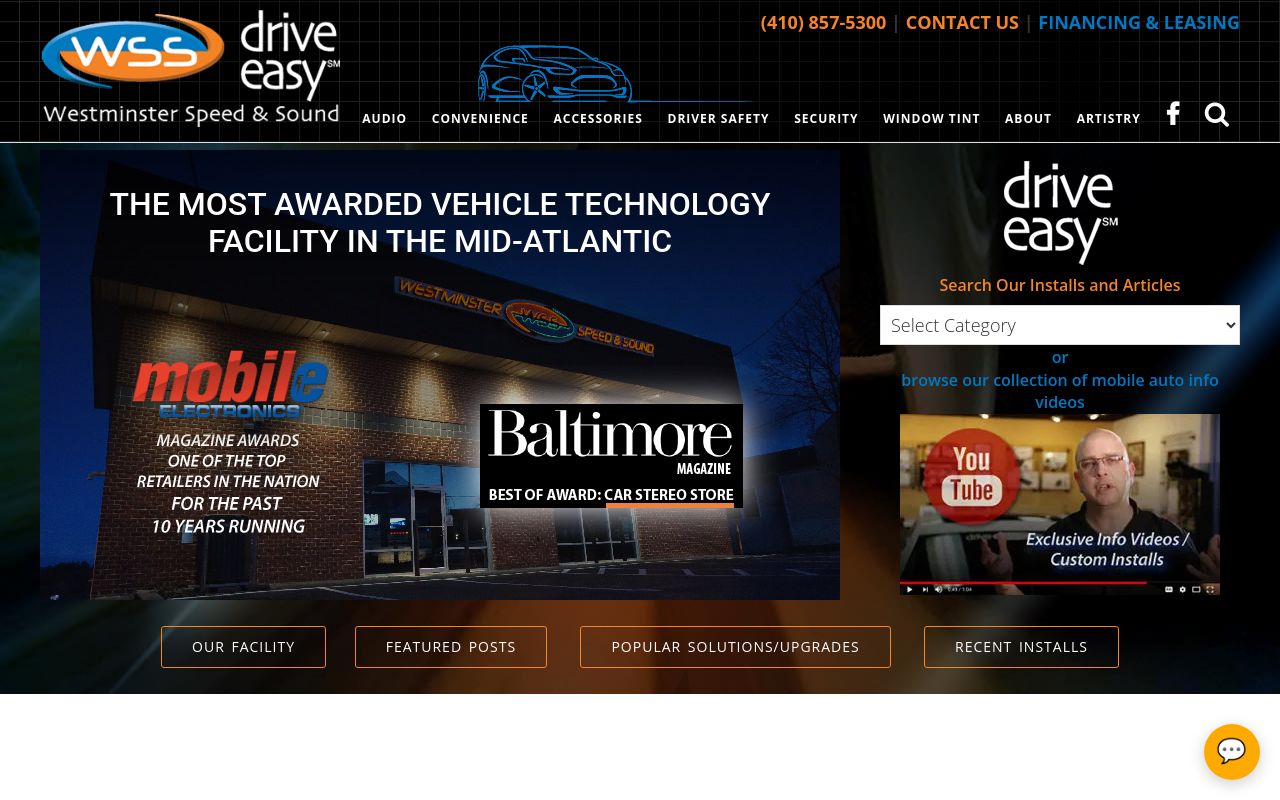 Homepage of Westminster Speed and Sound's website