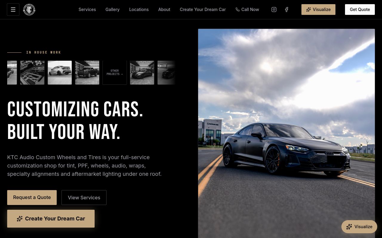Homepage of KTC Audio Custom Wheels & Tires's website
