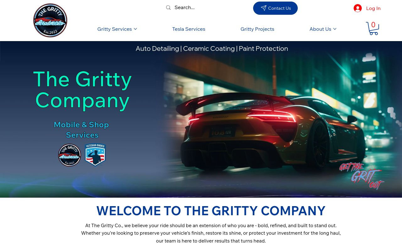 Homepage of The Gritty Company's website