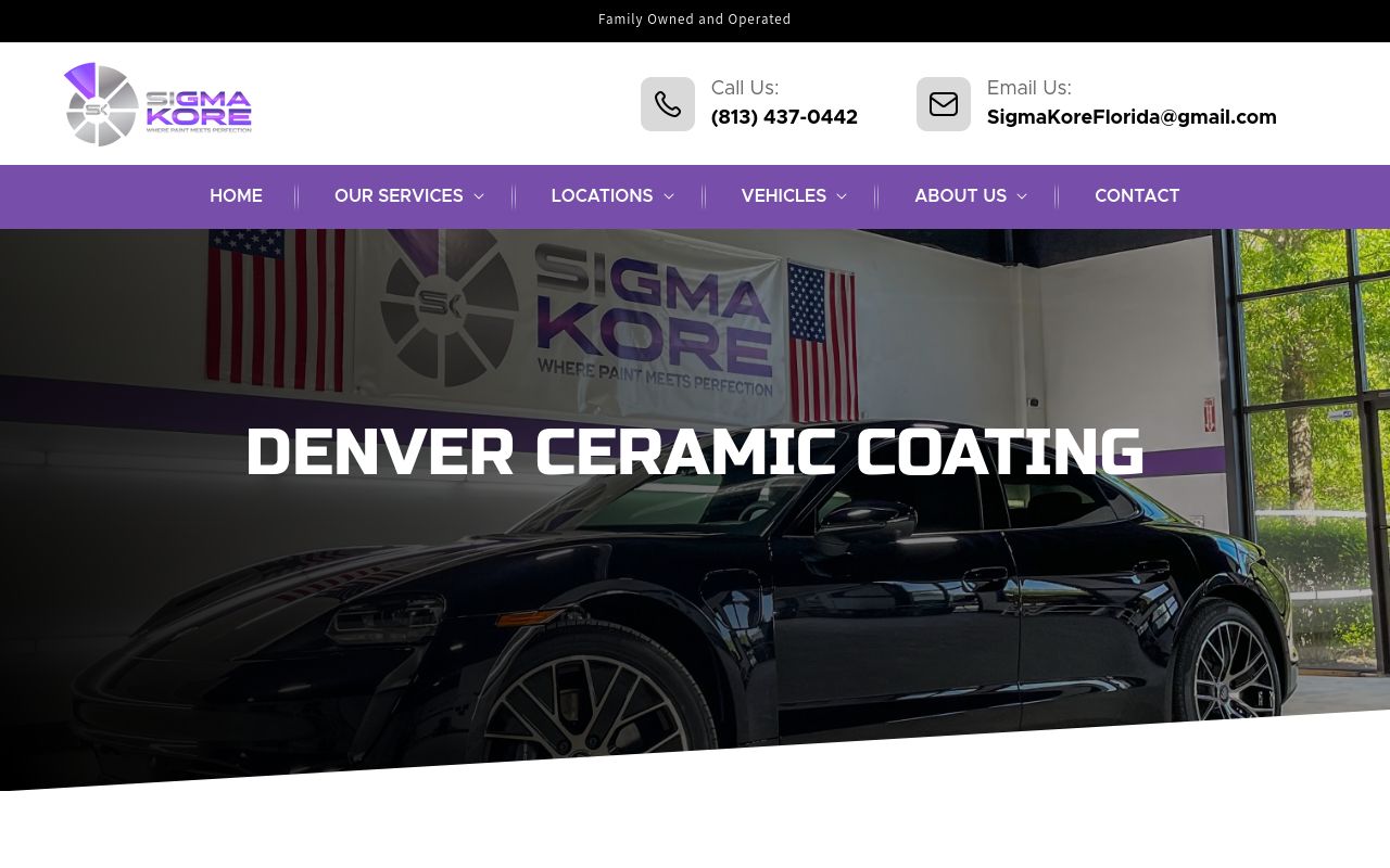 Homepage of Sigma KORE Ceramic Coating & PPF's website