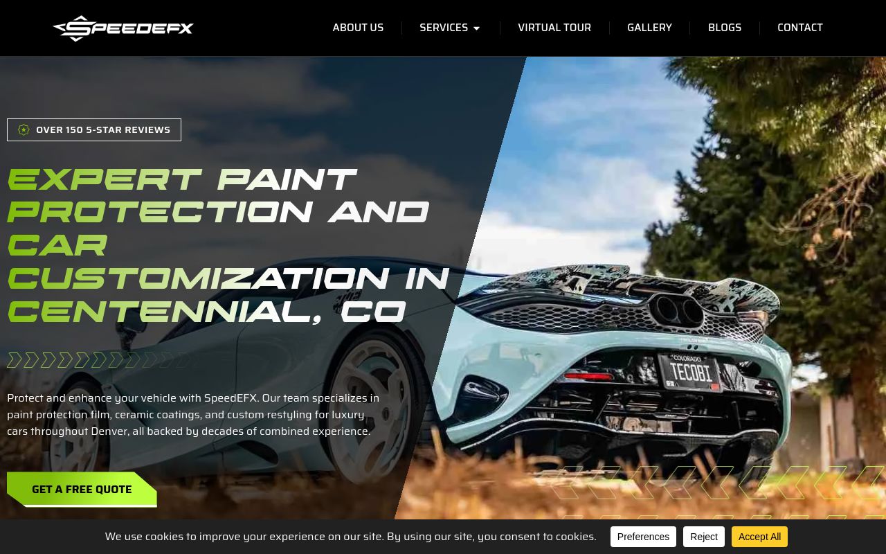 Homepage of SpeedEFX - XPEL Paint Protection Film, Window Tinting, Wraps & More's website
