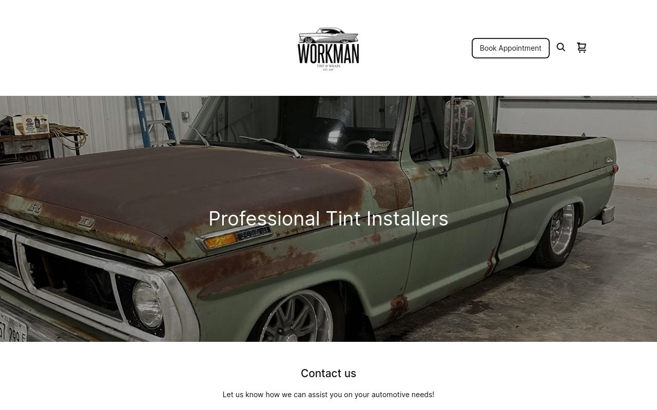 Homepage of Workman Tint & Wraps's website