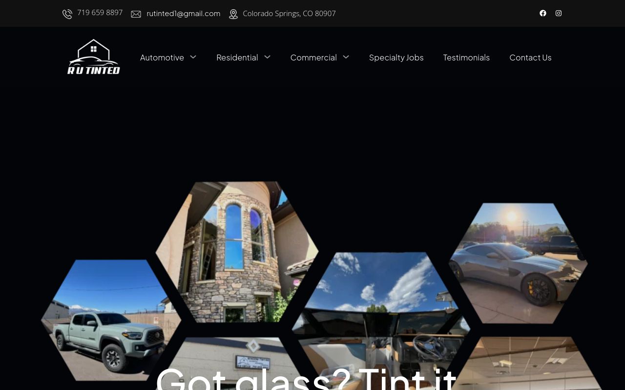 Homepage of R U Tinted's website