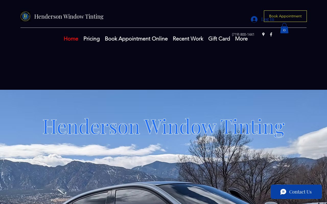 Homepage of Henderson Window Tinting's website