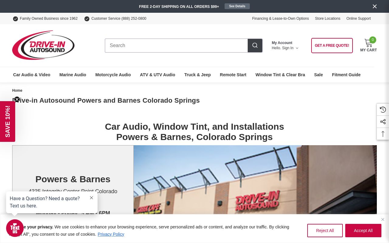 Homepage of Drive-In Autosound & Window Tint's website