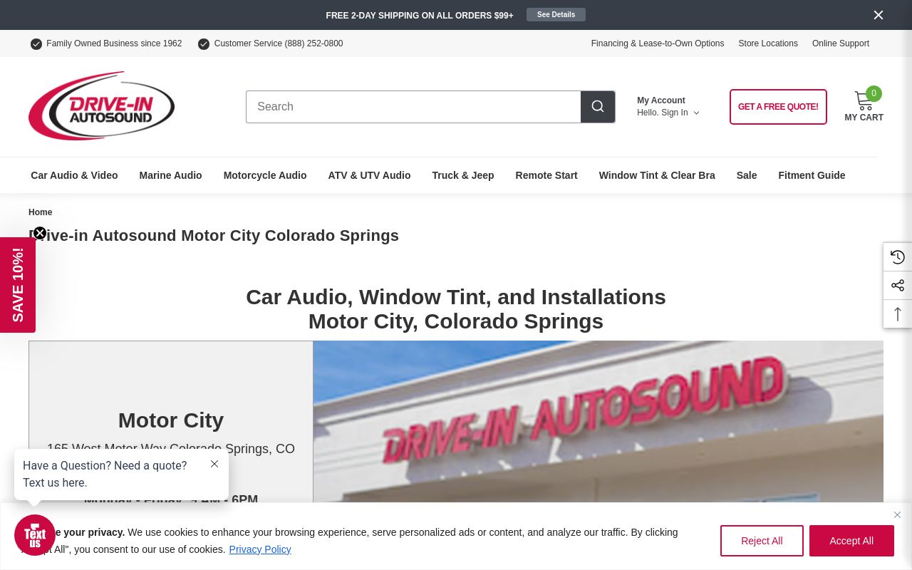 Homepage of Drive-In Autosound & Window Tint's website