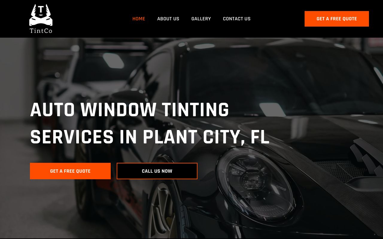 Homepage of TintCo Window Tinting's website
