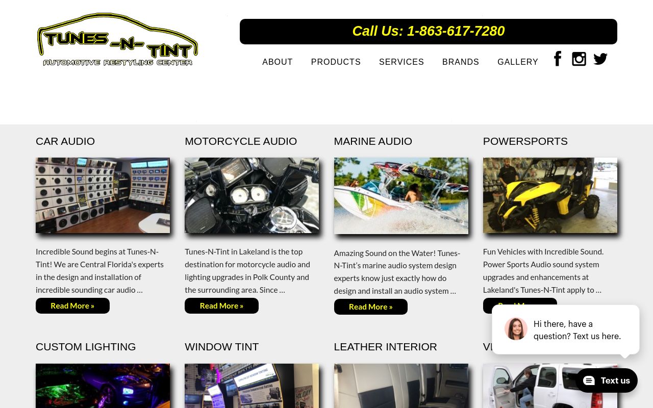 Homepage of Tunes-N-Tint's website