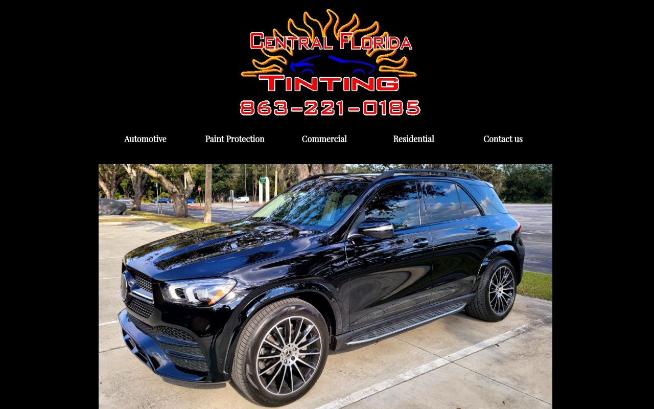 Homepage of Central Florida Tinting's website
