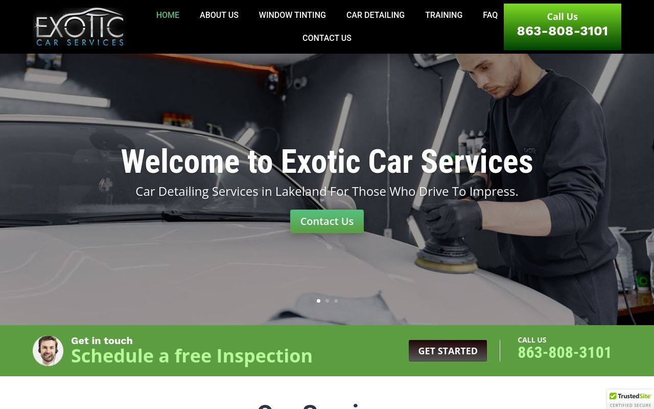 Homepage of Exotic Car Services - Lakeland's website