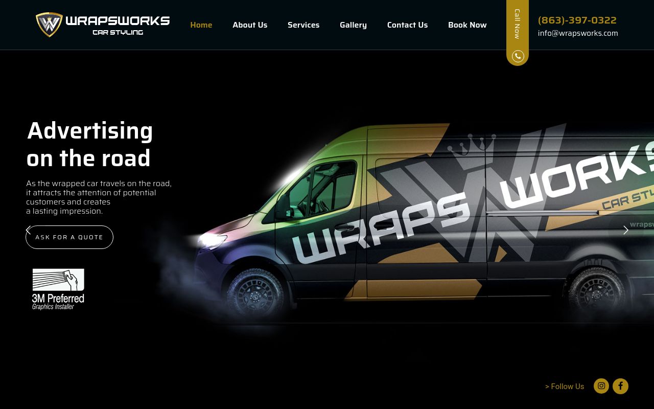 Homepage of Wraps Works's website