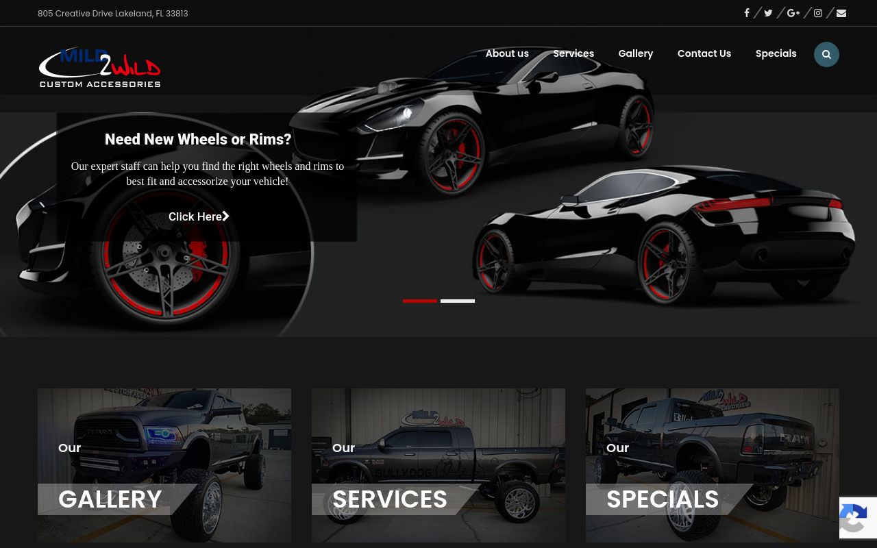 Homepage of Mild 2 Wild Custom Accessories's website