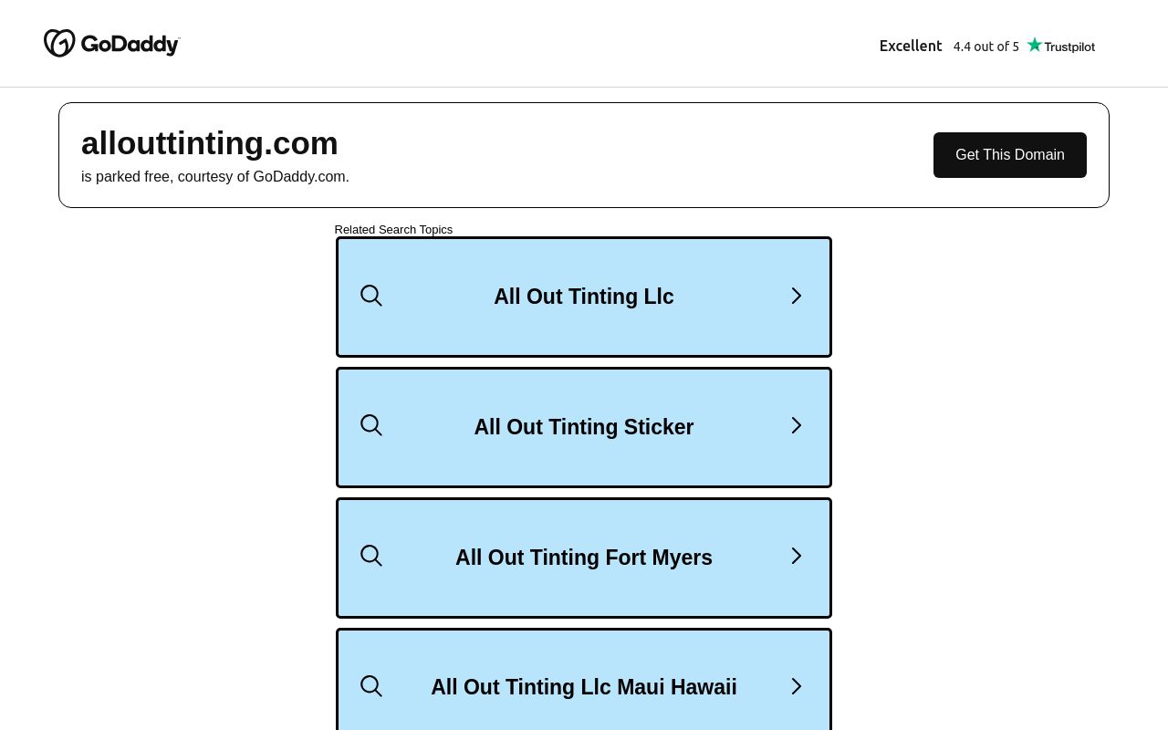 Homepage of All Out Tinting's website