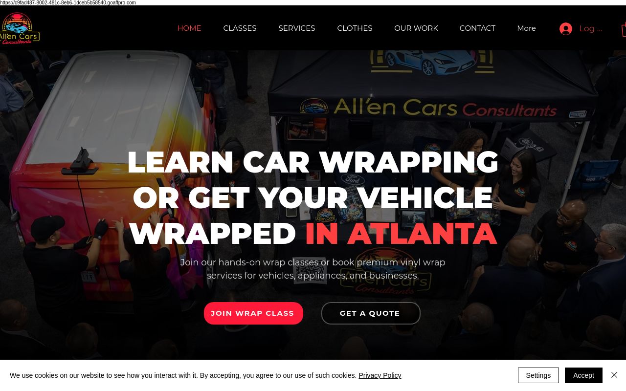 Homepage of All'en Cars LLC's website