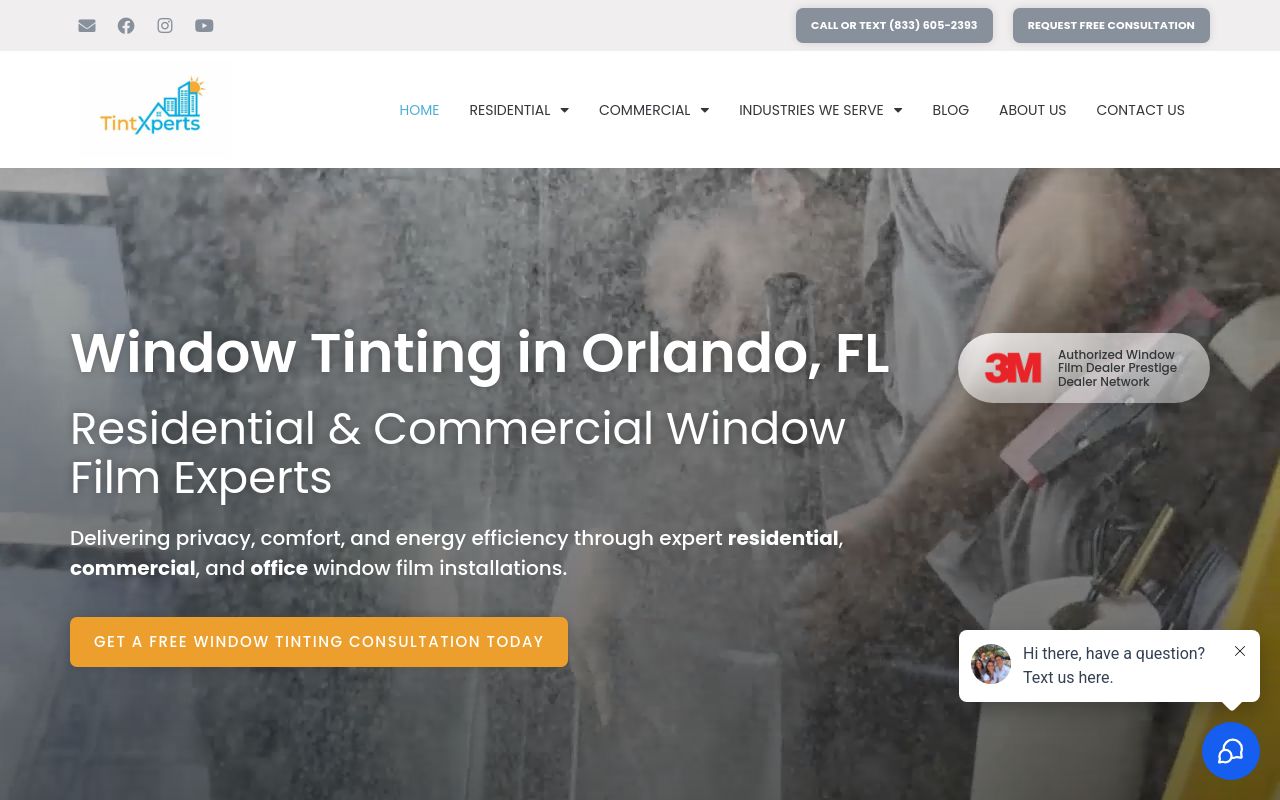 Homepage of TintXperts's website