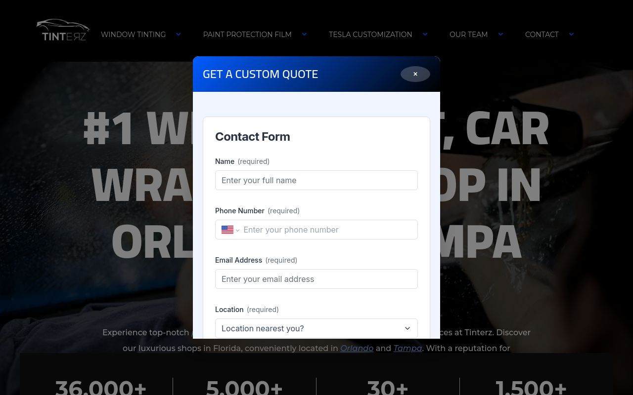 Homepage of Tinterz's website