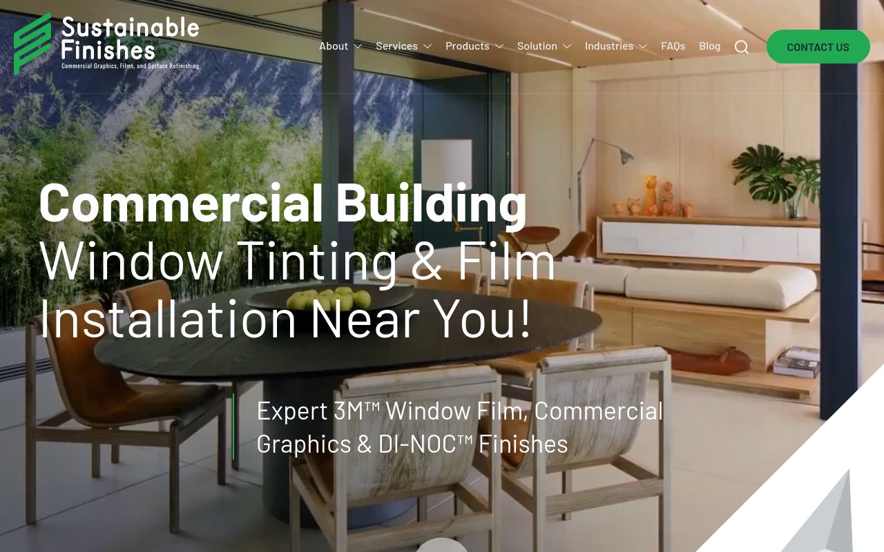 Homepage of Sustainable Finishes's website