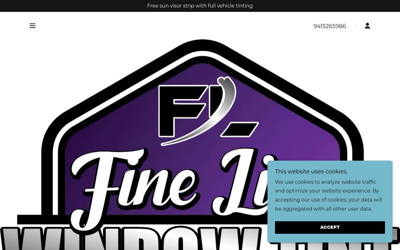Homepage of Fine Line Window Tint's website