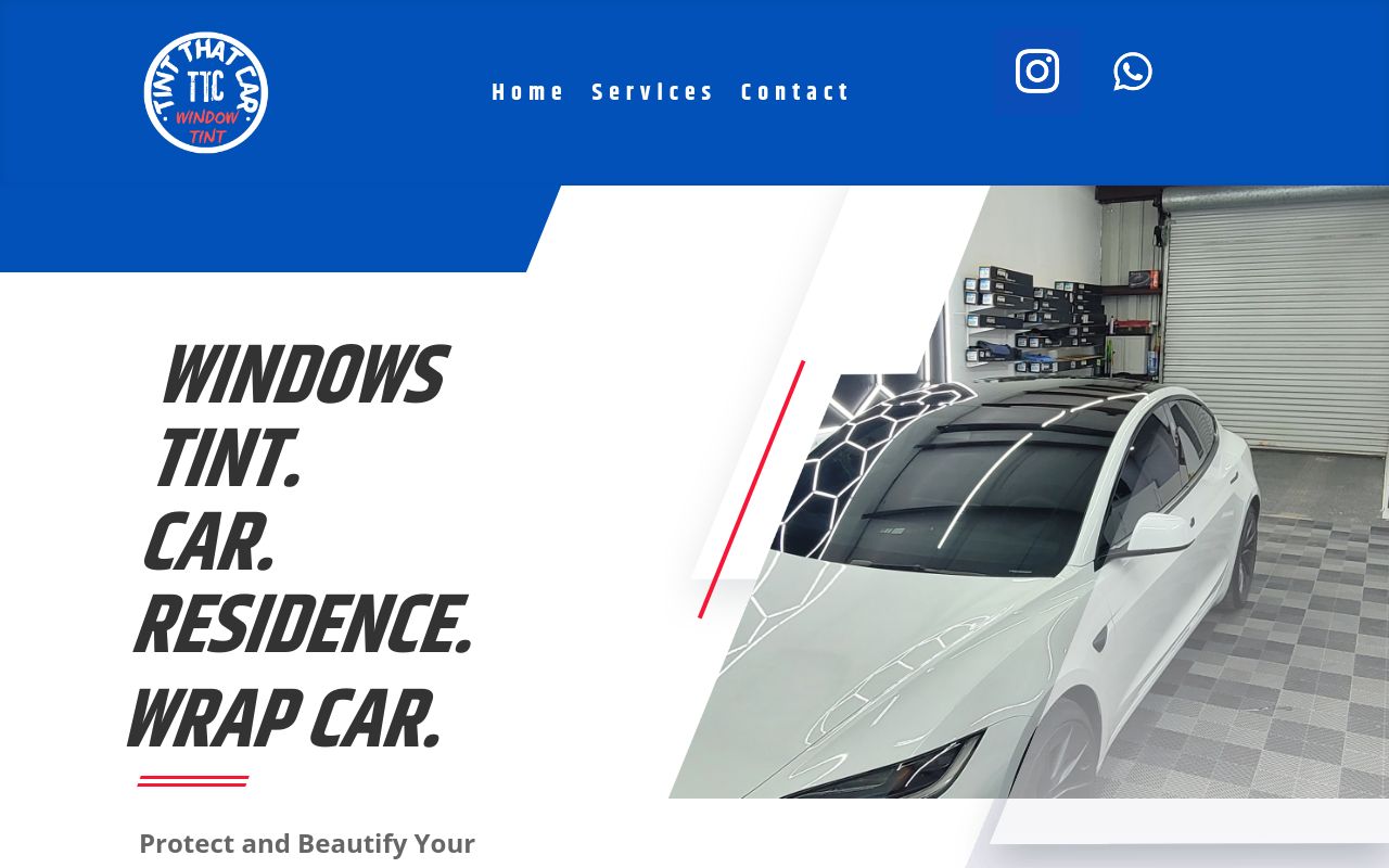 Homepage of TINT THAT CAR LLC's website