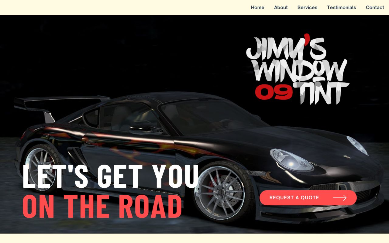 Homepage of jimy window tint's website