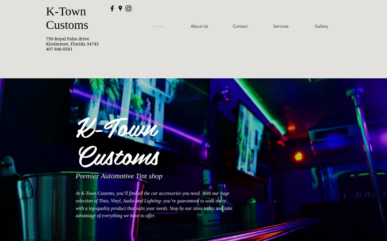 Homepage of K-Town tint & wraps's website