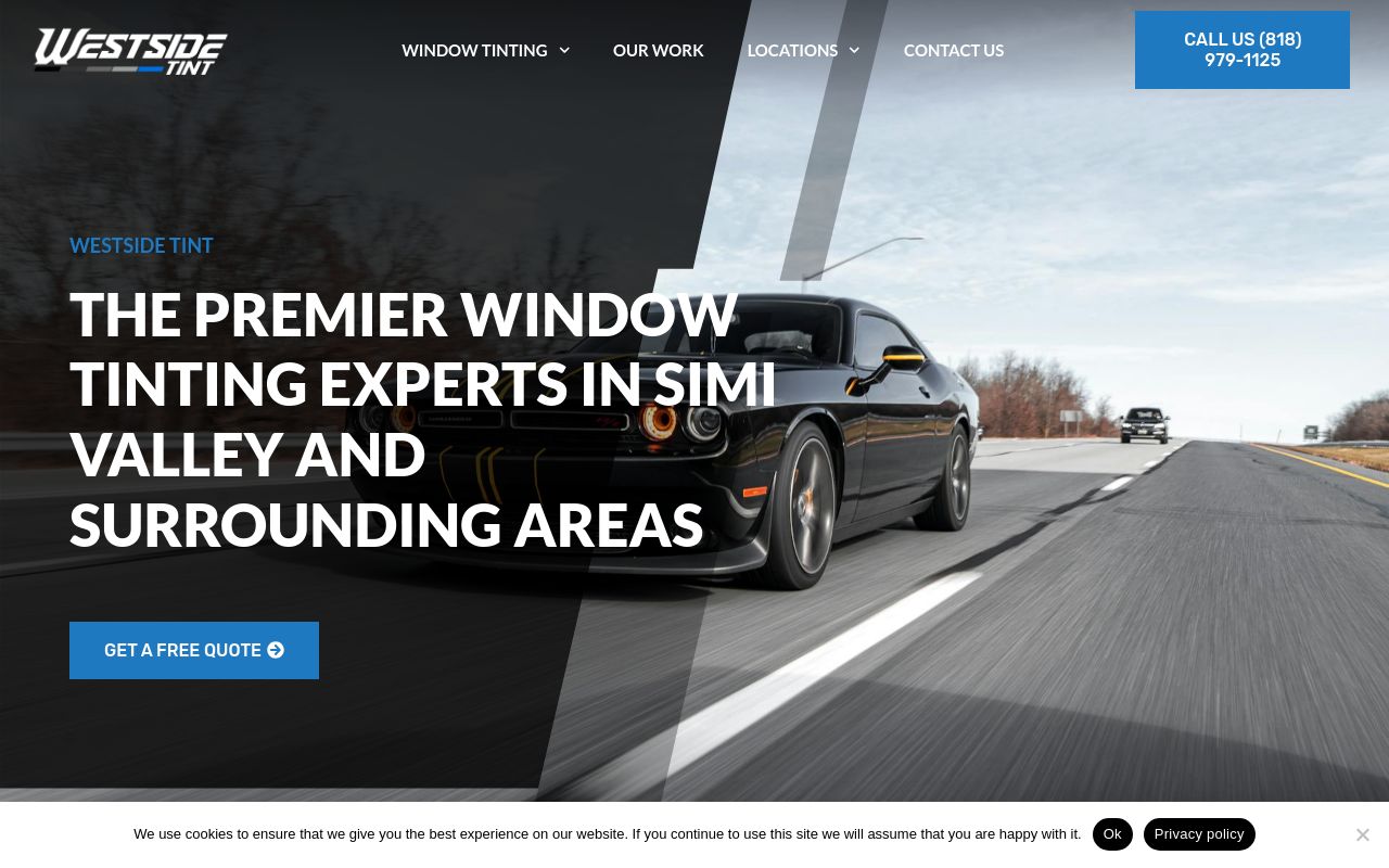 Homepage of Westside Tint's website