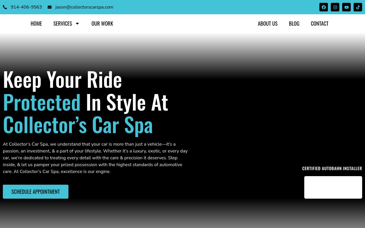 Homepage of Collectors Car Spa's website