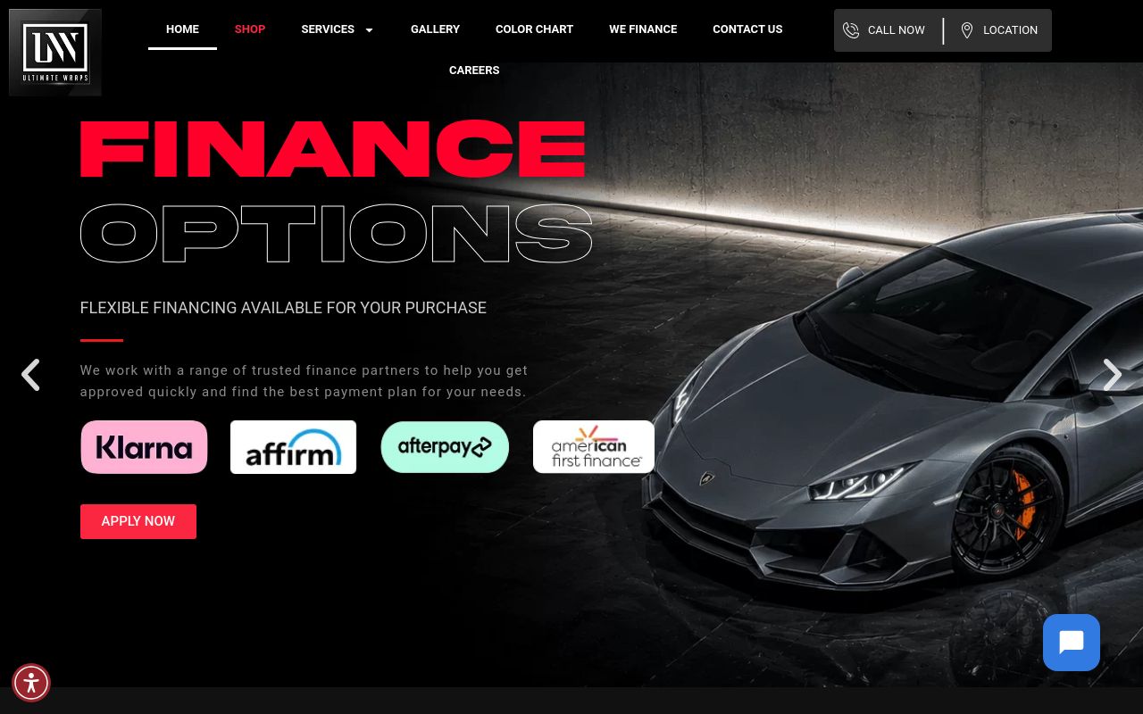 Homepage of Ultimate Wraps FL's website