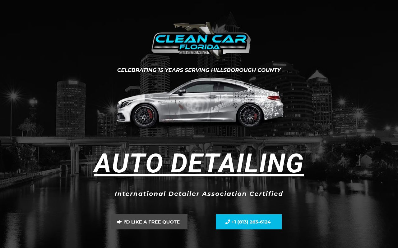 Homepage of It's Time Auto Detailing / Clean Car Florida's website