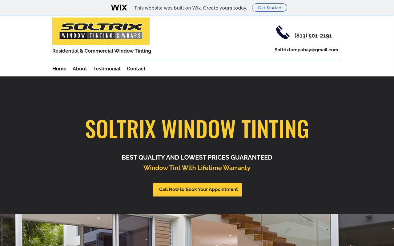 Homepage of Soltrix Window Tinting - The Residential & Commercial Experts's website