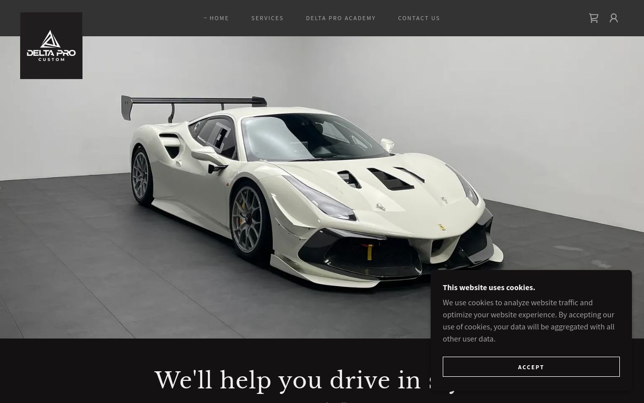 Homepage of Delta Pro Custom's website
