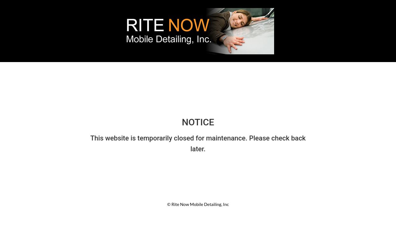 Homepage of Rite Now Mobile Detailing Inc's website