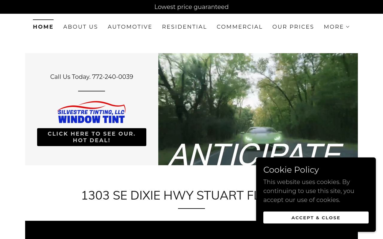 Homepage of SILVESTRE TINTING LLC STUART's website