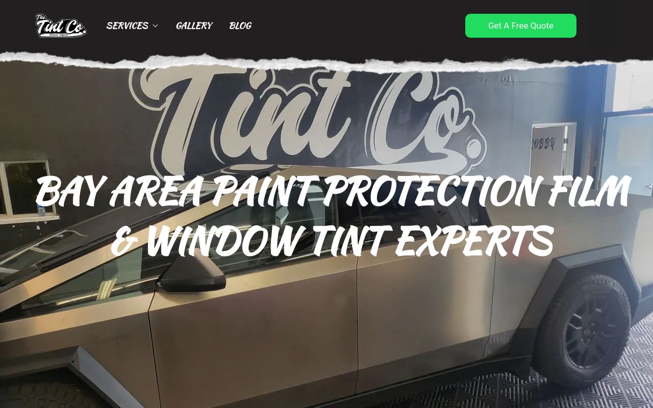 Homepage of The Tint Co. | Paint Protection Film (PPF) | Ceramic Coating | Window Tint's website