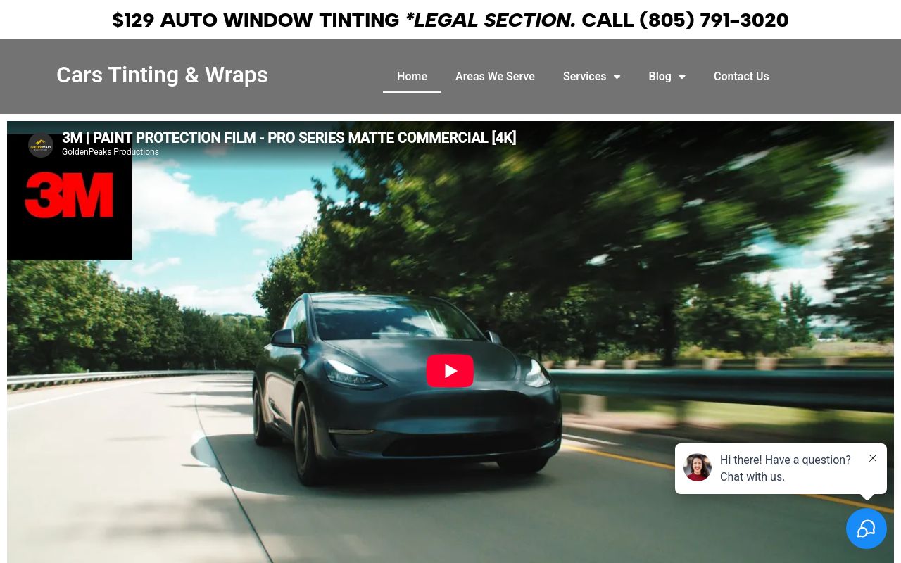 Homepage of Cars Tinting and Wraps's website