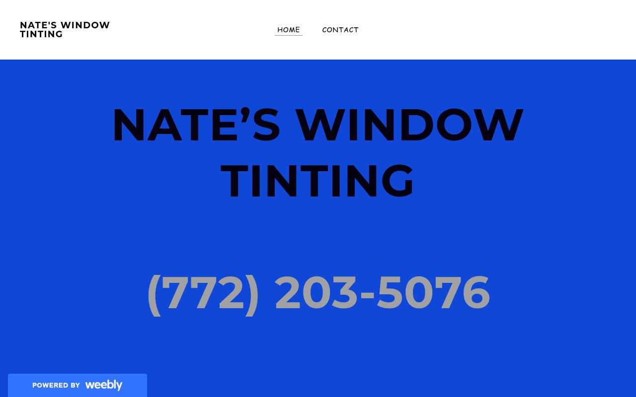 Homepage of Nate's Window Tinting's website