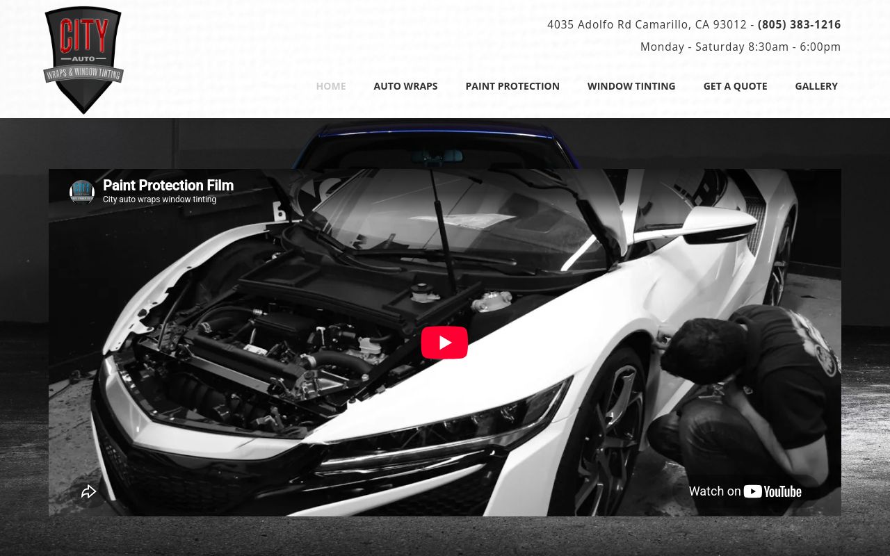 Homepage of City Auto Wraps and Window Tinting's website